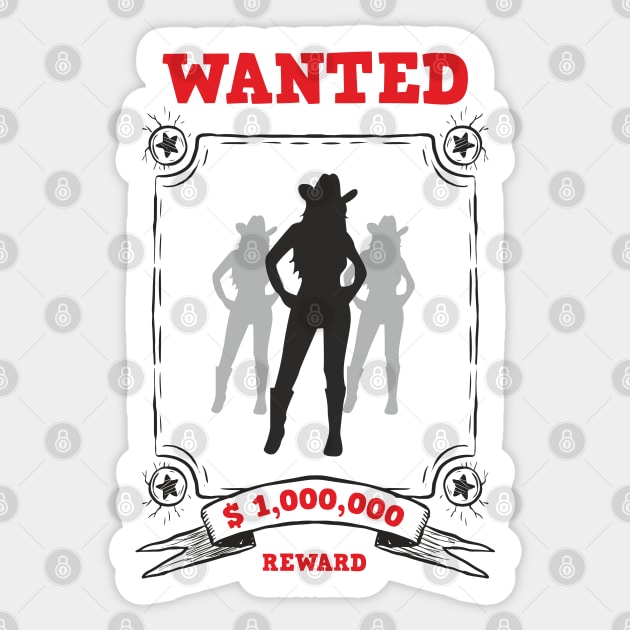 Wanted Cowgirl Sticker by ilhnklv